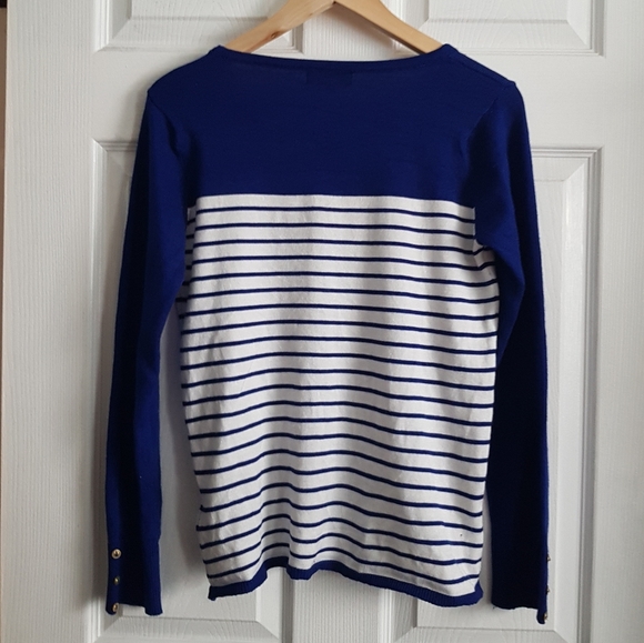 Beautiful Bright Cobalt Blue w/ White Stripes Top - Picture 2 of 8